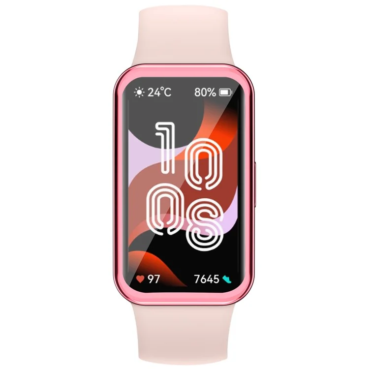 Для Huawei Band 8 / Band 8 NFC / Band 9 / Band 9 NFC Electroplated TPU Watch Case Full Coverage Anti-Drop Cover - Pink
