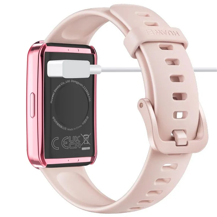 Для Huawei Band 8 / Band 8 NFC / Band 9 / Band 9 NFC Electroplated TPU Watch Case Full Coverage Anti-Drop Cover - Pink