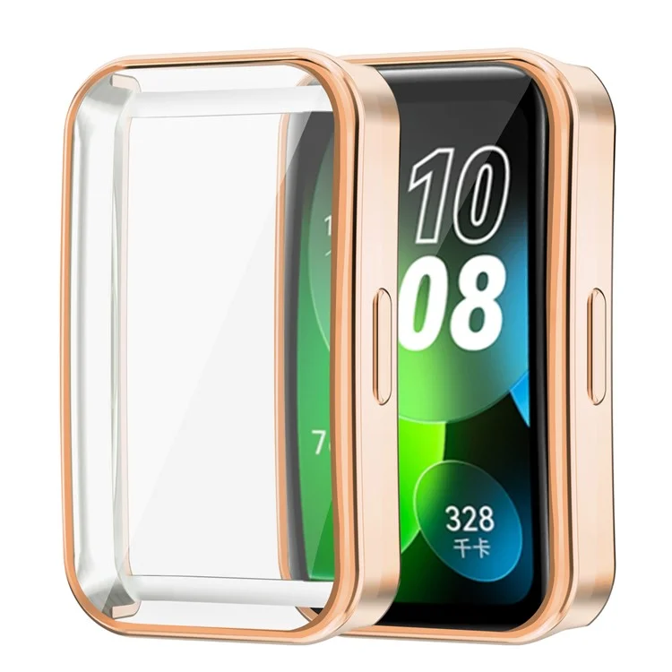 For Huawei Band 8 / Band 8 NFC / Band 9 / Band 9 NFC Electroplated TPU Watch Case Full Coverage Anti-Drop Cover - Rose Gold