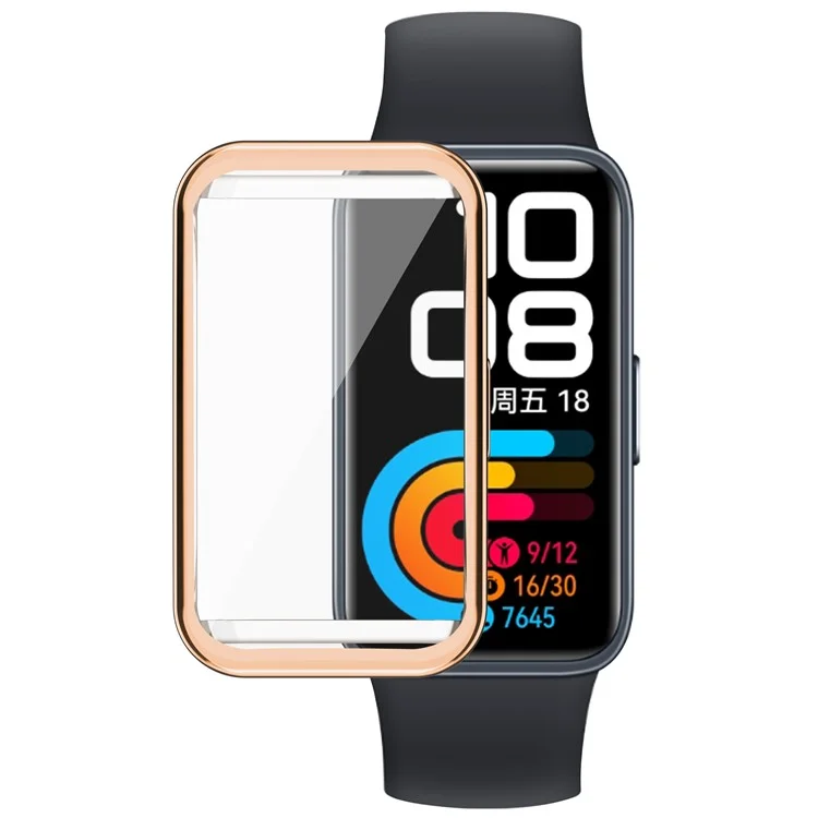 For Huawei Band 8 / Band 8 NFC / Band 9 / Band 9 NFC Electroplated TPU Watch Case Full Coverage Anti-Drop Cover - Rose Gold