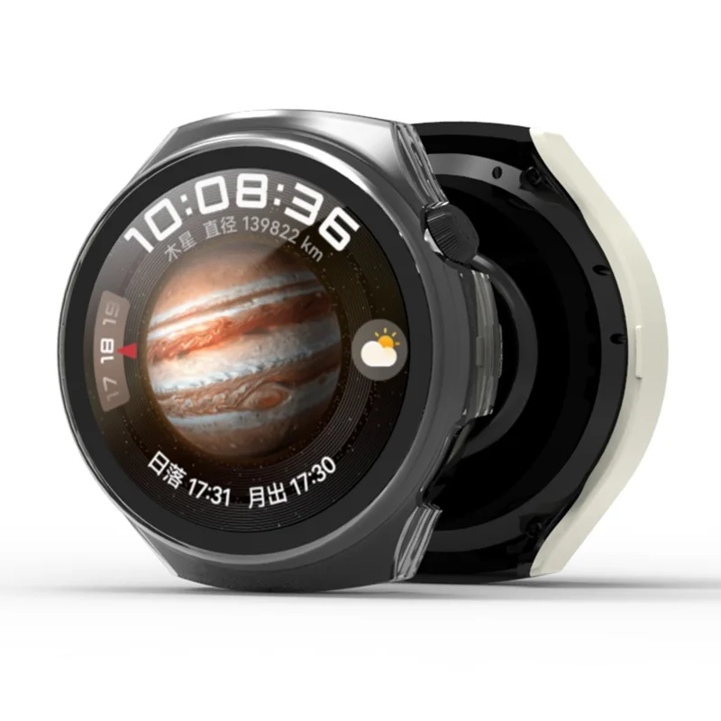 Pour Huawei Watch 4 Pro Coque Rigide en PC Anti-rayures Avec Film de Verre Trempé Protecteur - Transparent