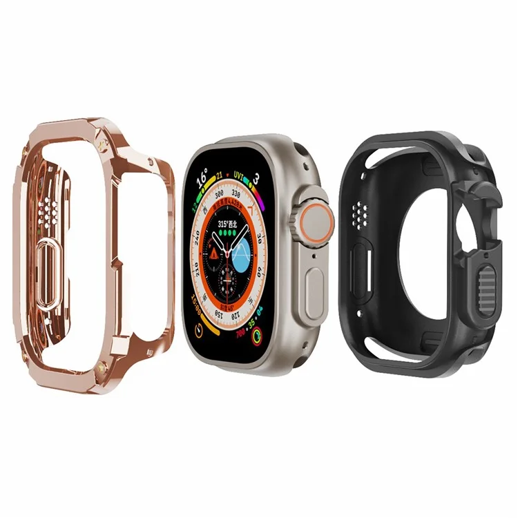 Per Apple Watch Ultra 2 49mm / Ultra 49mm Watch Case PC+TPU Anti-Scratch Protective Cover - Rose Gold