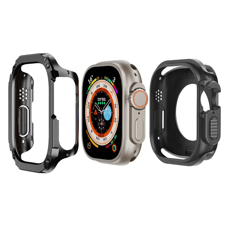 Voor Apple Watch Ultra 3 / Ultra 2 / Ultra 49mm Horlogehoes PC+TPU Krasbestendige Beschermlaag - Zwart