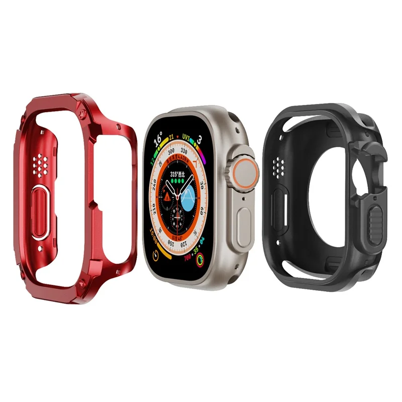 For Apple Watch Ultra 3 / Ultra 2 / Ultra 49mm Watch Case PC+TPU Anti-Scratch Protective Cover - Red