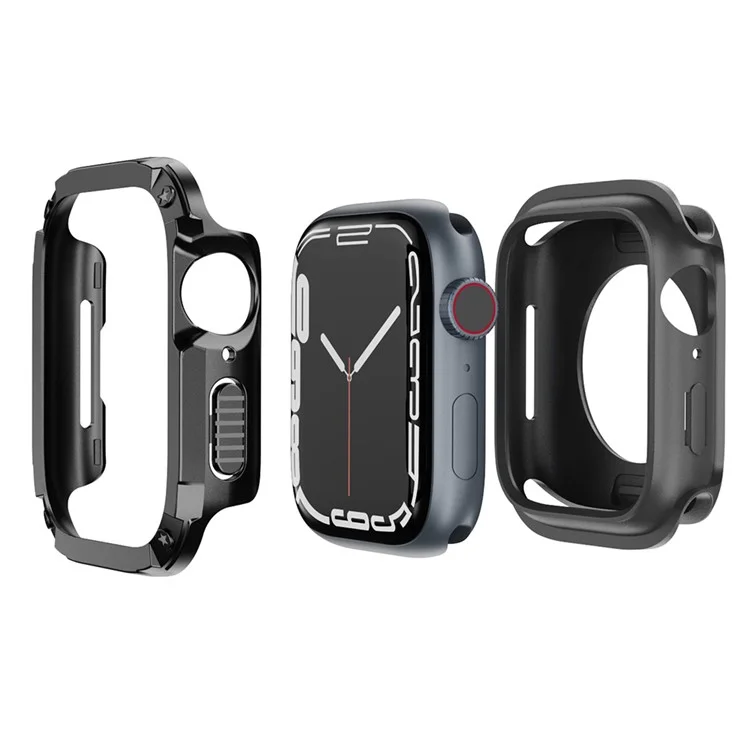 Per Apple Watch Series 6 5 4 SE SE (2022) 44mm / 9 / 8 / 7 45mm Watch Case TPU+PC Anti-drop Cover - Nero