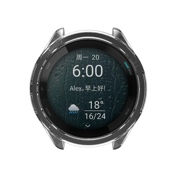 ENKAY HAT PRINCE для Garmin Forerunner 965 TPU Watch Case Frame Anti-scratch Transparent Half Body Cover - Black