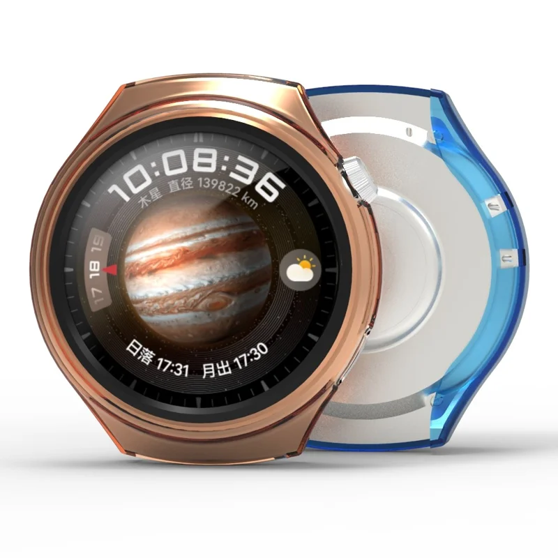 For Huawei Watch 4 Pro Shockproof TPU Watch Case Hollow Protective Frame - Transparent Orange