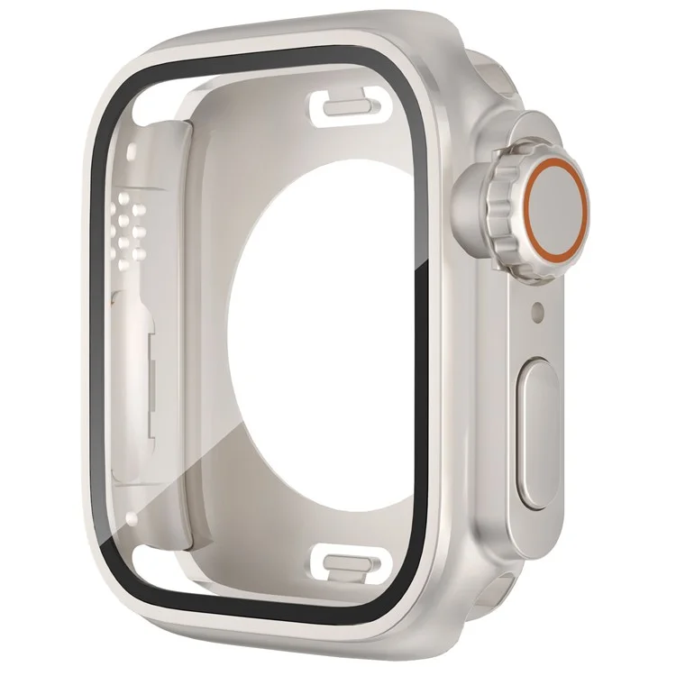Hard PC Case for Apple Watch Series 6 5 4 SE (2022) SE 40mm , Waterproof Cover with Tempered Glass Screen Protector - Starlight Silver