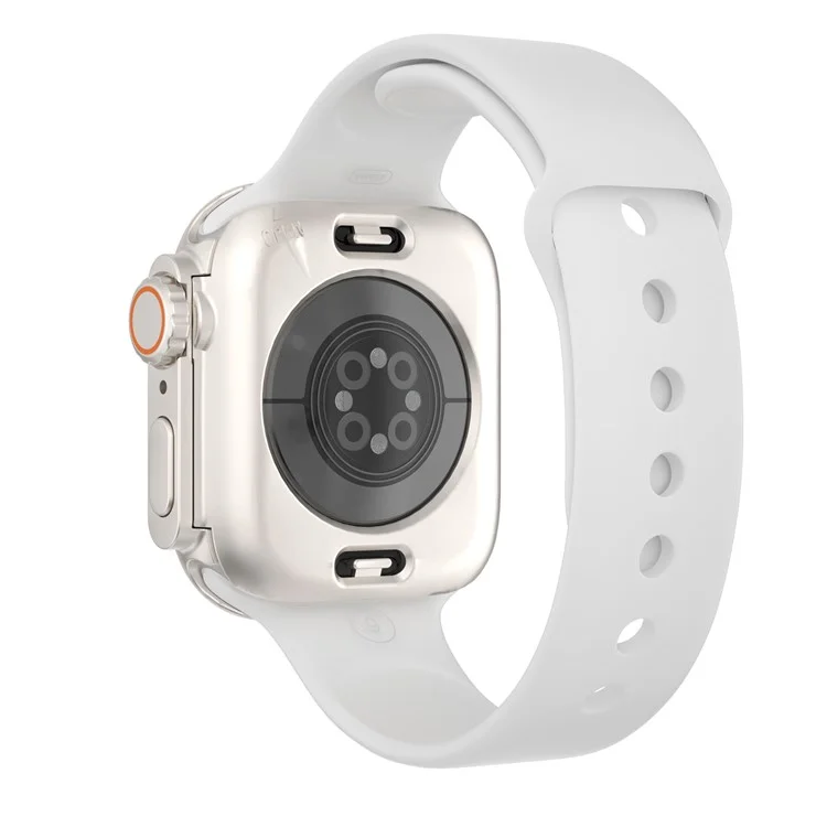 Hard PC Case for Apple Watch Series 6 5 4 SE (2022) SE 40mm , Waterproof Cover with Tempered Glass Screen Protector - Starlight Silver