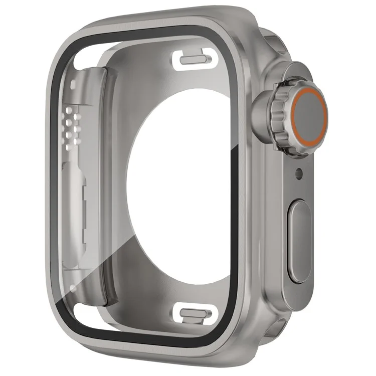 Waterproof Case for Apple Watch Series 6 5 4 SE (2022) SE 44mm , Hard PC Full Protective Cover with Tempered Glass Screen Protector - Titanium Gold