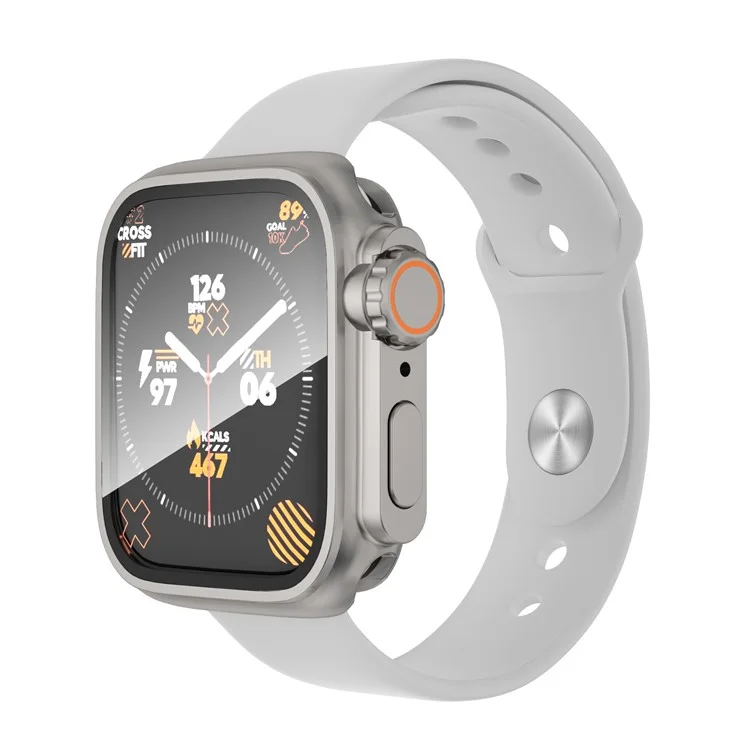 Waterproof Case for Apple Watch Series 6 5 4 SE (2022) SE 44mm , Hard PC Full Protective Cover with Tempered Glass Screen Protector - Titanium Gold