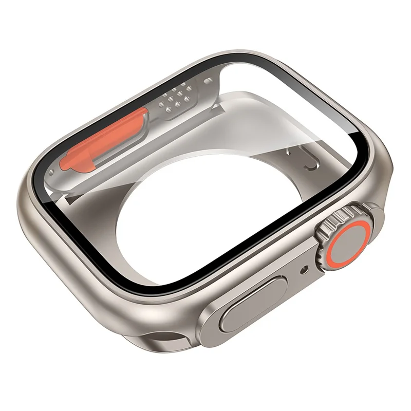 Für Apple Watch Series 9 / 8 / 7 45mm Overall Protective Cover Hard PC Watch Case mit Gehärtetem Glas-Bildschirmschutz - Silber