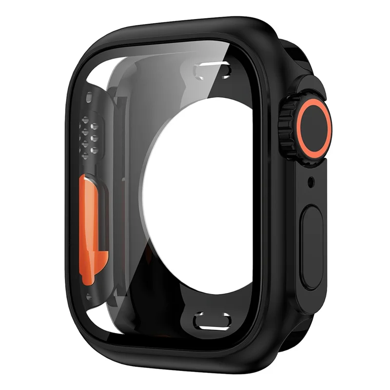 For Apple Watch Series 9 / 8 / 7 41mm Hard PC Case HD Touch Sensitive Watch Cover with Tempered Glass Screen Protector - Black