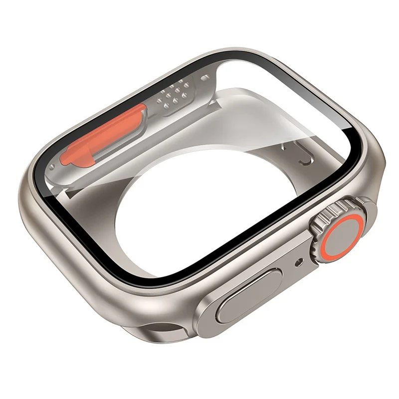 For Apple Watch Series 9 / 8 / 7 41mm Hard PC Case HD Touch Sensitive Watch Cover with Tempered Glass Screen Protector - Black