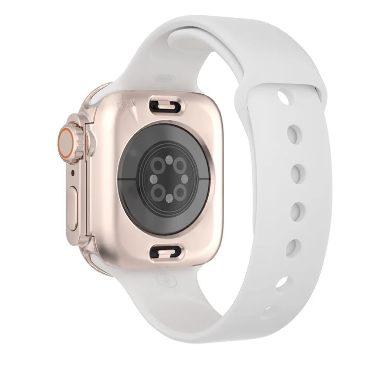 Waterproof Full Coverage Cover for Apple Watch Series 9 / 8 / 7 45mm , Hard PC Watch Case with Tempered Glass Screen Protector - Rose Gold