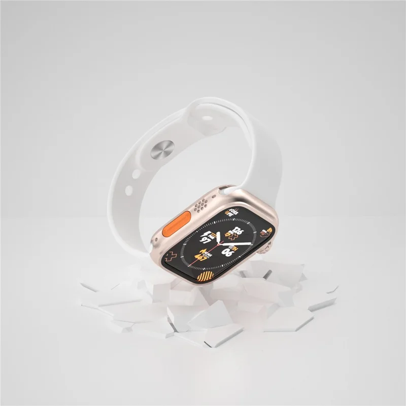 Waterproof Full Coverage Cover for Apple Watch Series 9 / 8 / 7 45mm , Hard PC Watch Case with Tempered Glass Screen Protector - Rose Gold