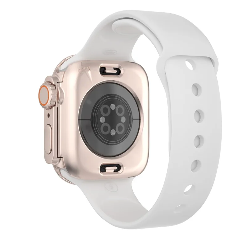 For Apple Watch Series 9 / 8 / 7 41mm Waterproof Case Ultra-Thin Shockproof Hard PC Cover with Tempered Glass Screen Protector - Rose Gold