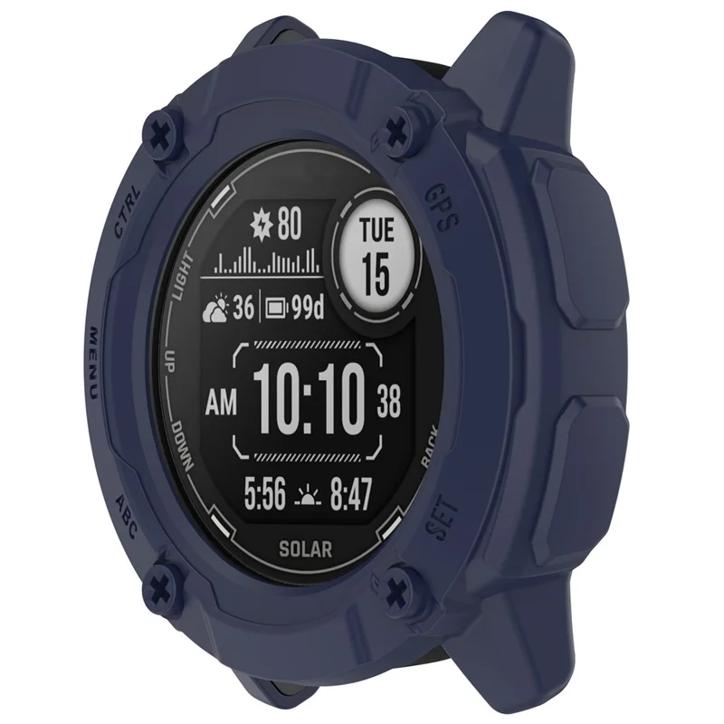 Anti-Fall TPU Hollow Cover for Garmin Instinct 2X Quick Release Sports Watch Case Cover - Midnight Blue