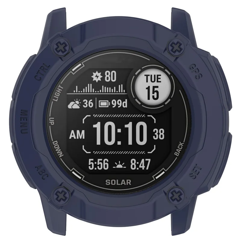 Anti-Fall TPU Hollow Cover for Garmin Instinct 2X Quick Release Sports Watch Case Cover - Midnight Blue