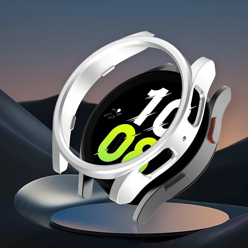 For Samsung Galaxy Watch6 44mm Hard PC Frame Ultra-Thin Rubberized Watch Case Cover - White