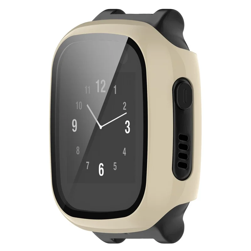 For Xplora X5 Play Hard PC Watch Case with Tempered Glass Film Overall Protective Cover - Ivory White