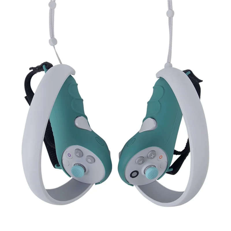 2Pcs Handle Grip Shell for Pico 4  /  Pico 4 Pro VR Controller Anti-slip Silicone Case with Lanyard - Green
