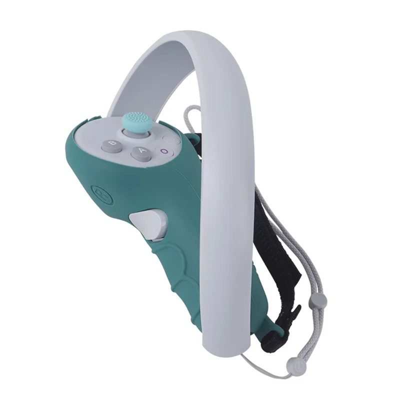 2Pcs Handle Grip Shell for Pico 4  /  Pico 4 Pro VR Controller Anti-slip Silicone Case with Lanyard - Green