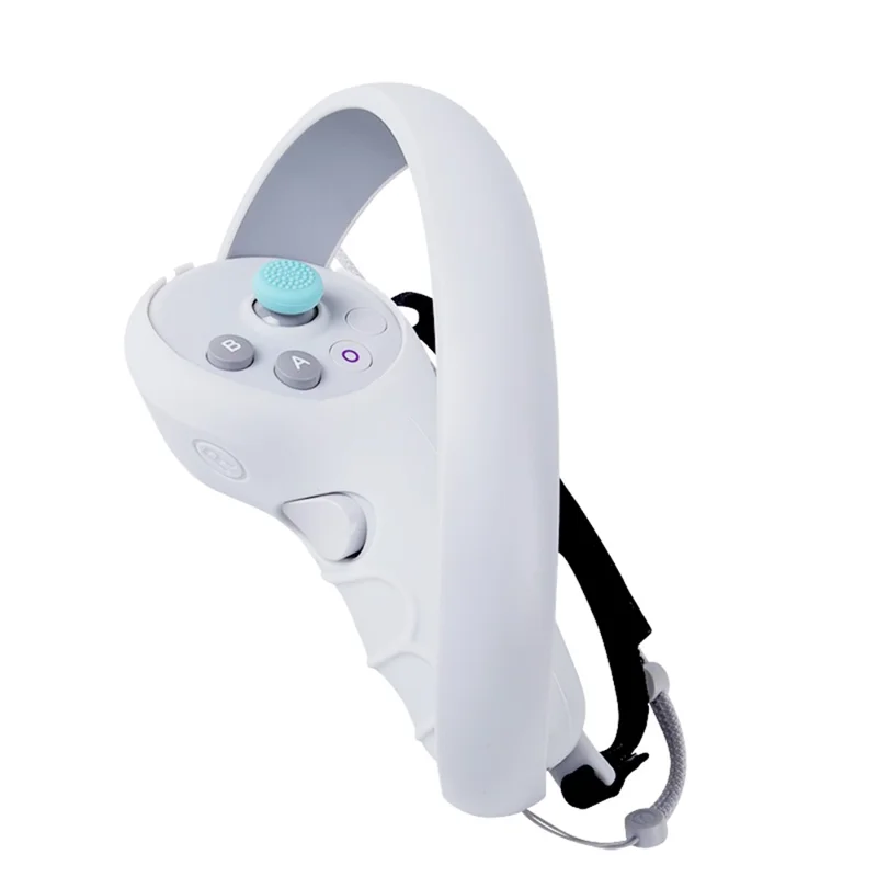 2Pcs Handle Grip Shell for Pico 4  /  Pico 4 Pro VR Controller Anti-slip Silicone Case with Lanyard - Grey