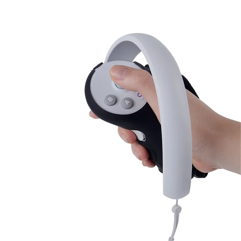 2Pcs Handle Grip Shell for Pico 4  /  Pico 4 Pro VR Controller Anti-slip Silicone Case with Lanyard - Grey