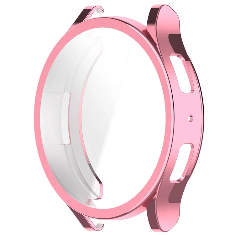 For Samsung Galaxy Watch6 44mm Full Coverage Electroplating Watch Protector TPU Watch Case - Pink