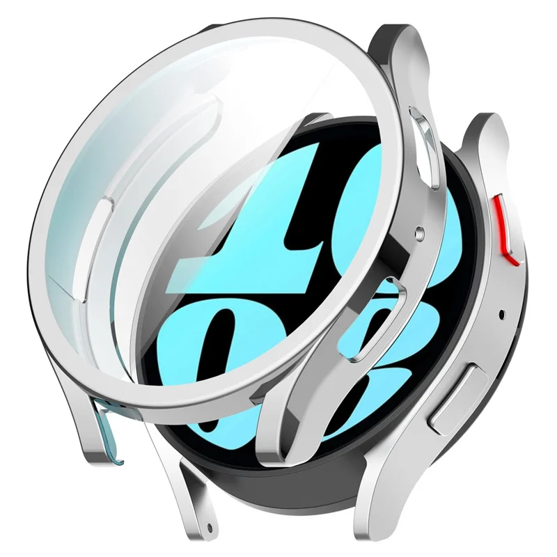 For Samsung Galaxy Watch6 40mm Electroplating Watch Protector Full Coverage TPU Watch Case - Silver