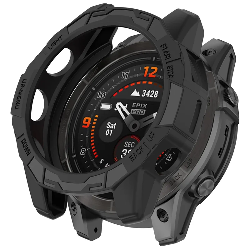 For Garmin epix Pro (Gen 2) 42mm / Fenix 7S Pro / 7S 42mm Half Wrapped Protective Case Soft TPU Hollow Watch Cover Frame - Black