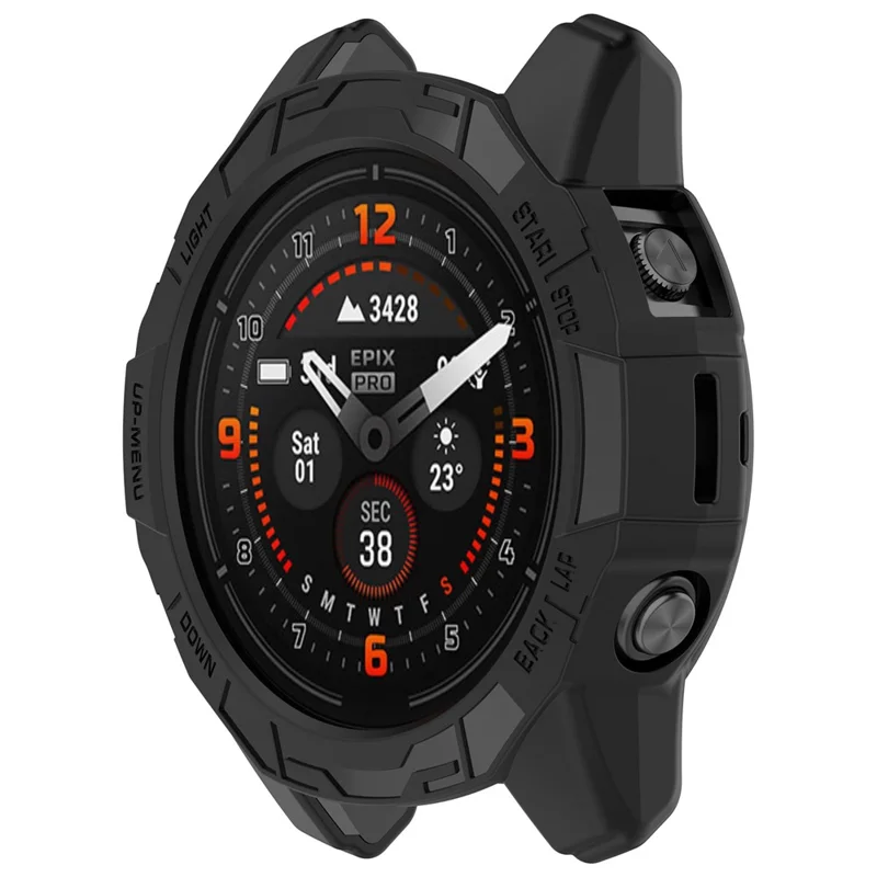 For Garmin epix Pro (Gen 2) 42mm / Fenix 7S Pro / 7S 42mm Half Wrapped Protective Case Soft TPU Hollow Watch Cover Frame - Black