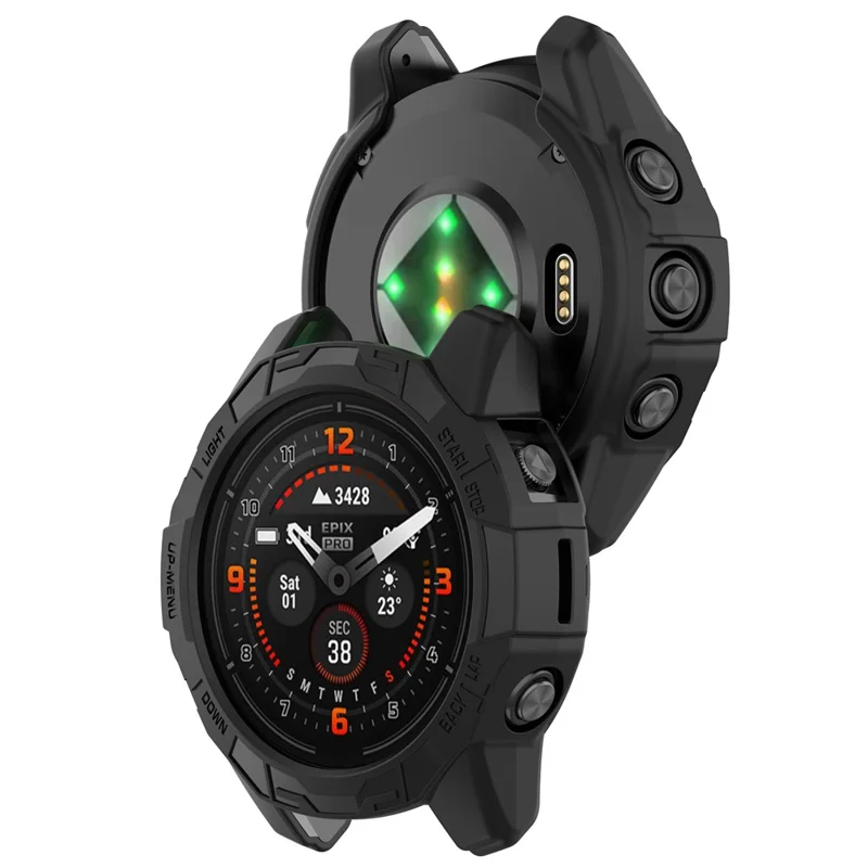 For Garmin epix Pro (Gen 2) 42mm / Fenix 7S Pro / 7S 42mm Half Wrapped Protective Case Soft TPU Hollow Watch Cover Frame - Black