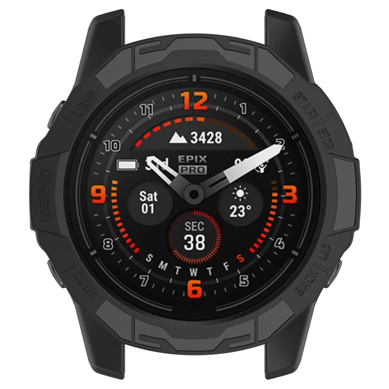 For Garmin epix Pro (Gen 2) 42mm / Fenix 7S Pro / 7S 42mm Half Wrapped Protective Case Soft TPU Hollow Watch Cover Frame - Black