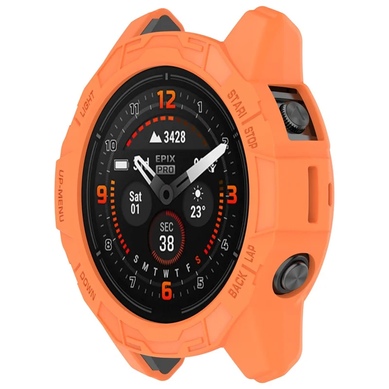 For Garmin epix Pro (Gen 2) 42mm / Fenix 7S Pro / 7S 42mm Half Wrapped Protective Case Soft TPU Hollow Watch Cover Frame - Orange