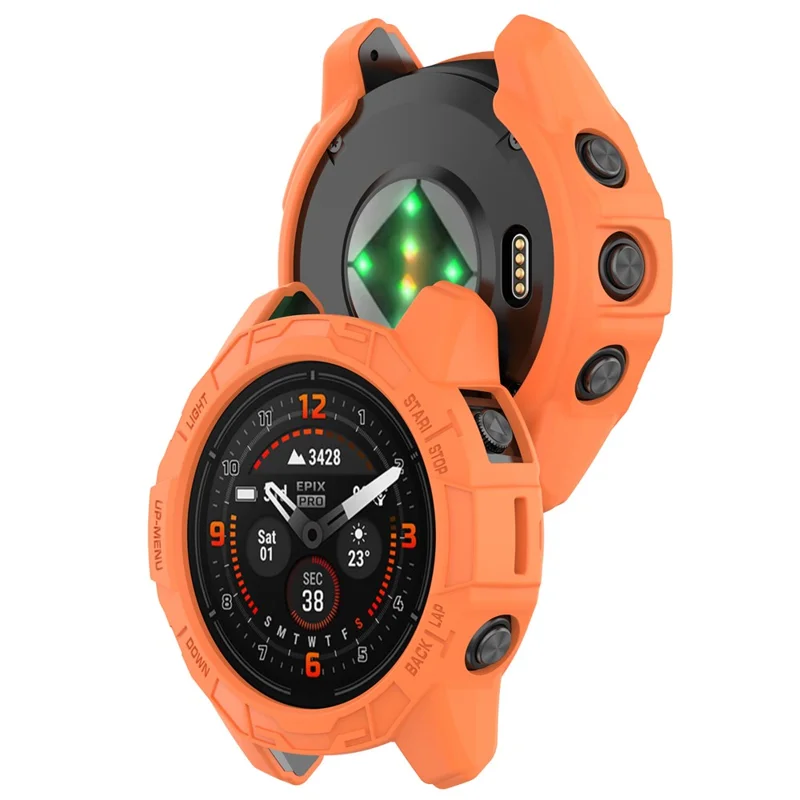 For Garmin epix Pro (Gen 2) 42mm / Fenix 7S Pro / 7S 42mm Half Wrapped Protective Case Soft TPU Hollow Watch Cover Frame - Orange