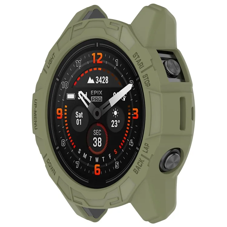 TPU Watch Case for Garmin epix Pro 51mm / (Gen 2) 51mm / Fenix 7X Pro / 7X , Half Wrapped Hollow Cover - Jungle Green