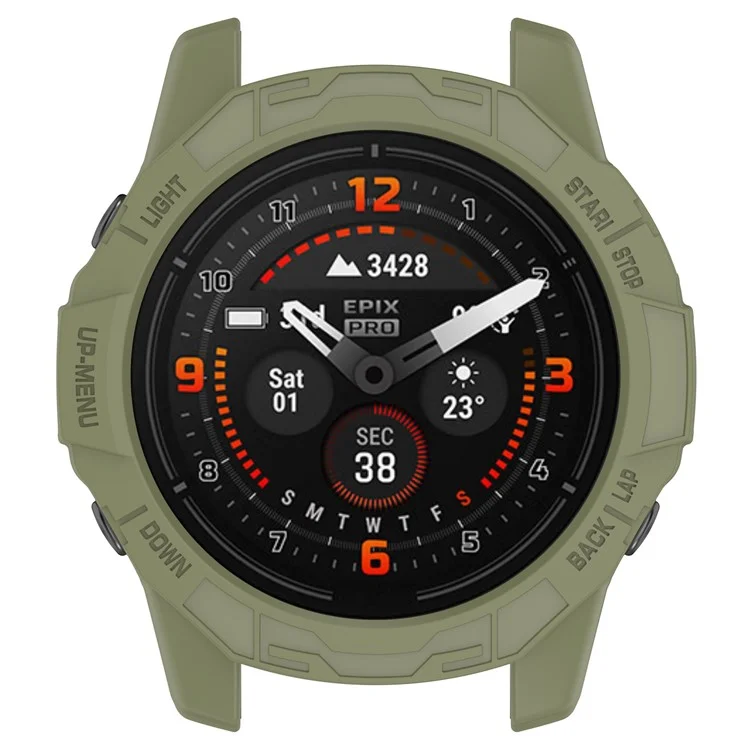 TPU Watch Case for Garmin epix Pro 51mm / (Gen 2) 51mm / Fenix 7X Pro / 7X , Half Wrapped Hollow Cover - Jungle Green
