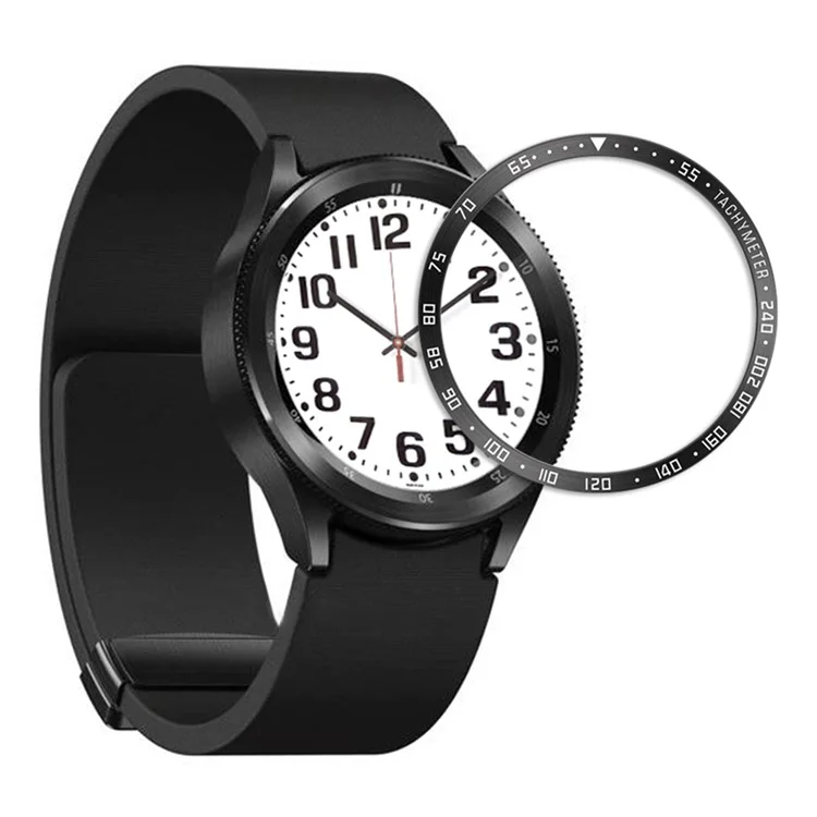 Pour Samsung Galaxy Watch6 Classic 43mm Watch Bezel Stainless Steel Adhesive Insert Protective Ring (Type E) - Noir / Blanc Caractères