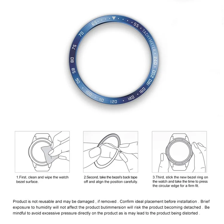 Pour Samsung Galaxy Watch6 Classic 43mm Watch Bezel Stainless Steel Adhesive Insert Protective Ring (Type E) - Noir / Blanc Caractères