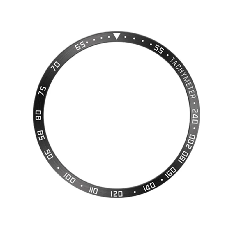 For Samsung Galaxy Watch6 Classic 47mm Watch Stainless Steel Bezel Insert Protective Ring Anti-scratch Adhesive Cover (Type E) - Black / White Characters