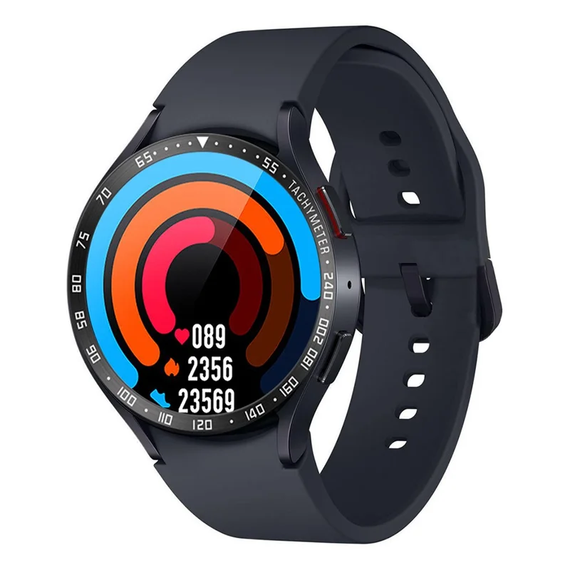 For Samsung Galaxy Watch6 Classic 47mm Watch Stainless Steel Bezel Insert Protective Ring Anti-scratch Adhesive Cover (Type E) - Black / White Characters