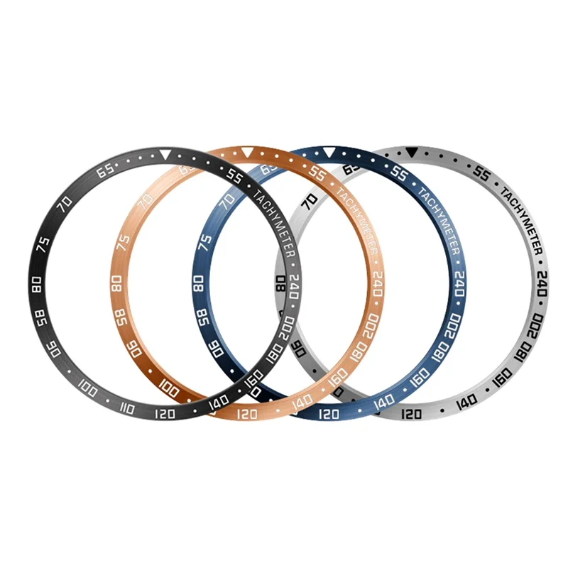 For Samsung Galaxy Watch6 Classic 47mm Watch Stainless Steel Bezel Insert Protective Ring Anti-scratch Adhesive Cover (Type E) - Black / White Characters