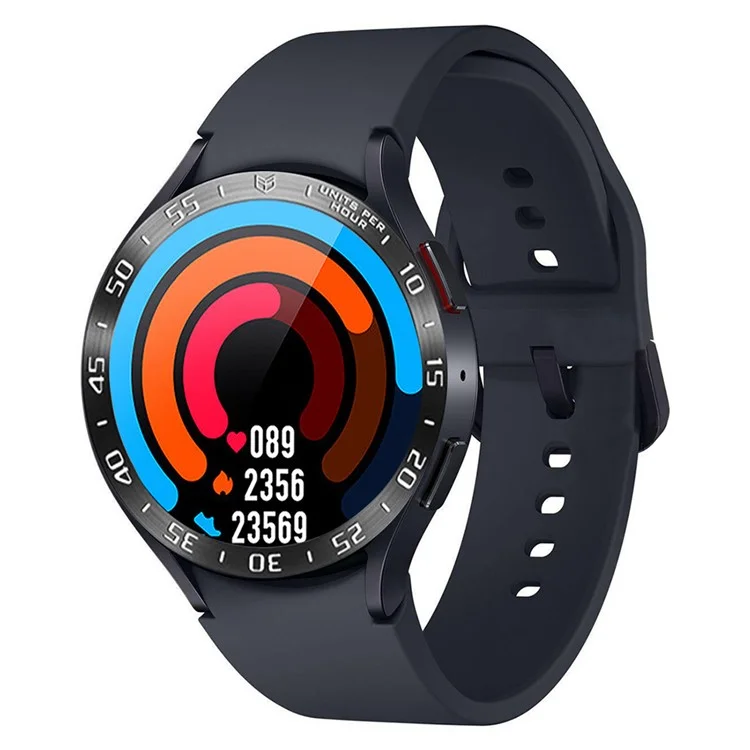 Para Samsung Galaxy Watch6 Classic 43mm Bisel Anillo Acero Inoxidable Reloj de pulsera Bezel Insert Loop Reemplazo (Tipo A) - Negro / Caracteres Blancos