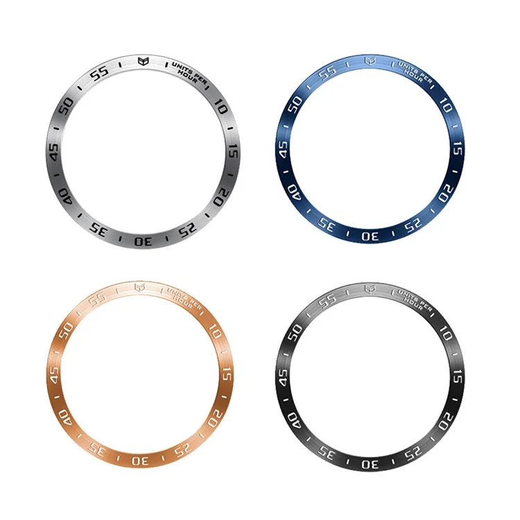 Para Samsung Galaxy Watch6 Classic 43mm Bisel Anillo Acero Inoxidable Reloj de pulsera Bezel Insert Loop Reemplazo (Tipo A) - Negro / Caracteres Blancos
