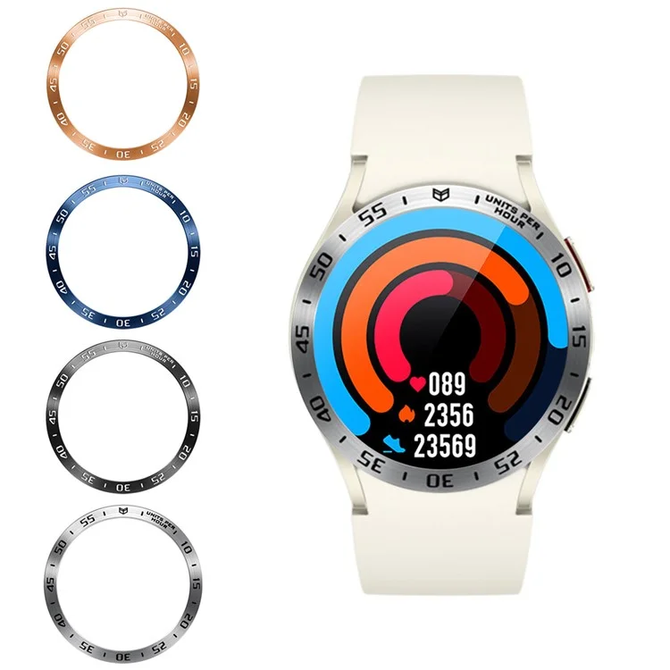 Para Samsung Galaxy Watch6 Classic 43mm Bisel Anillo Acero Inoxidable Reloj de pulsera Bezel Insert Loop Reemplazo (Tipo A) - Negro / Caracteres Blancos