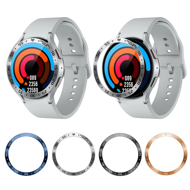 Para Samsung Galaxy Watch6 Classic 43mm Bisel Anillo Acero Inoxidable Reloj de pulsera Bezel Insert Loop Reemplazo (Tipo A) - Negro / Caracteres Blancos