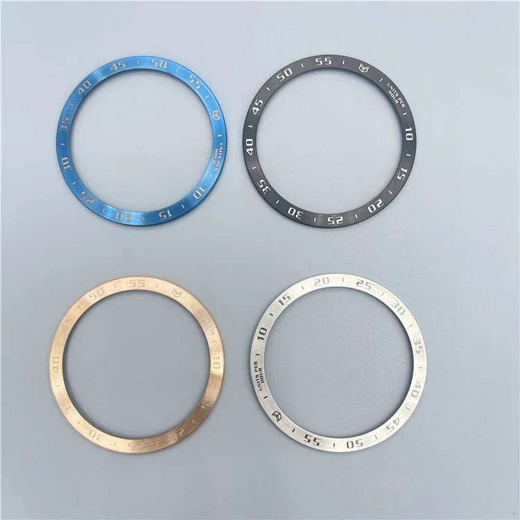 Para Samsung Galaxy Watch6 Classic 43mm Bisel Anillo Acero Inoxidable Reloj de pulsera Bezel Insert Loop Reemplazo (Tipo A) - Negro / Caracteres Blancos