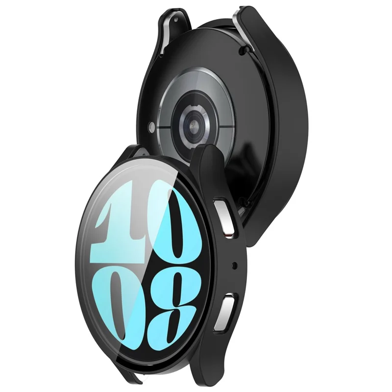 Para Galaxy Watch6 40mm Samsung Hard PC Watch Case Quadro Protetor Integrado com Filme de Vidro Temperado - Preto